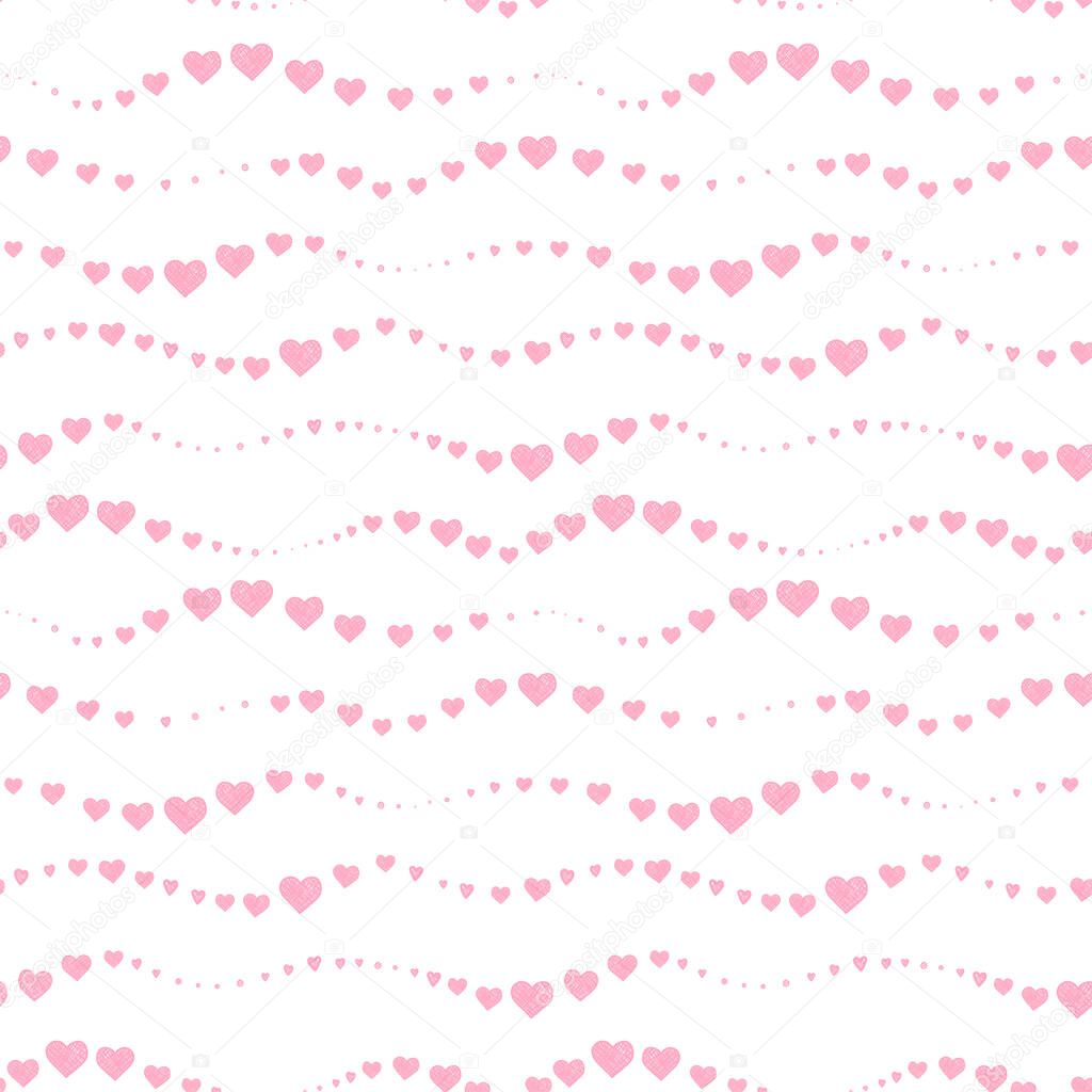 Lovely hand drawn doodle hearts seamless pattern, romantic background, great for Valentines Day themes, textiles, banners, wallpapers, wrapping -vector design