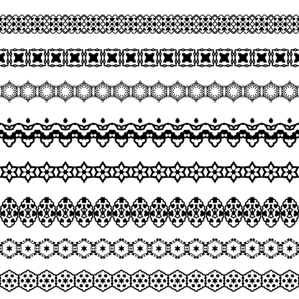 Set line borders with patterns and design elements. Vintage vector illustration for fashion industry and not only — Stock Vector