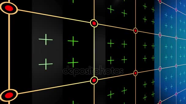 4K Абстрактная анимационная сетка глянцевый фон, геометрические поверхности, линии и точки. Фантастический футуристический фон. Может использоваться как цифровые динамические обои, технологический фон и hud — стоковое видео