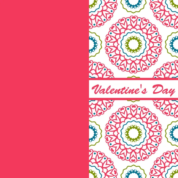 Día de San Valentín tarjeta vintage vith letras y patrones de fondo — Vector de stock