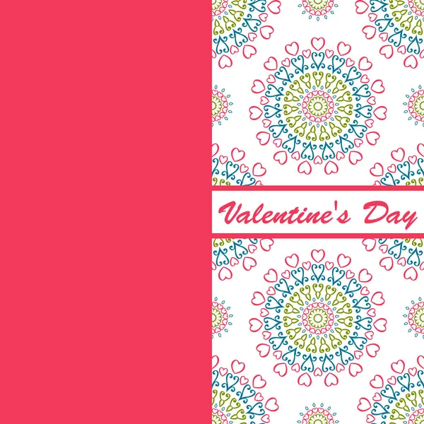 Valentines day vintage card vith lettering and patterns background — Stock Vector