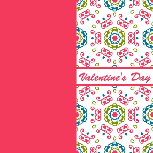 Valentines day vintage card vith Schriftzug und Muster Hintergrund — Stockvektor