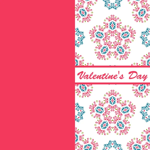 Día de San Valentín tarjeta vintage vith letras y patrones de fondo — Vector de stock