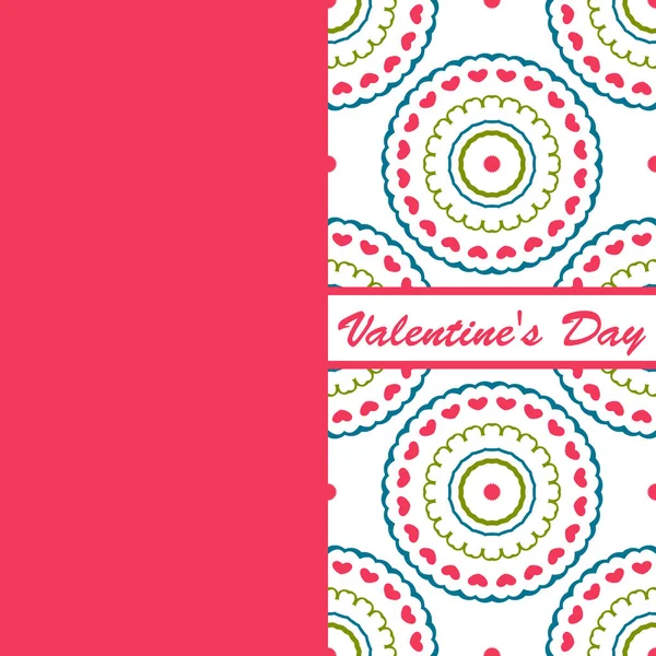 Valentines day vintage card vith lettering and patterns background — Stock Vector