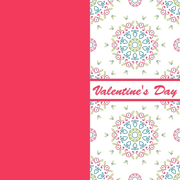 Día de San Valentín tarjeta vintage vith letras y patrones de fondo — Vector de stock