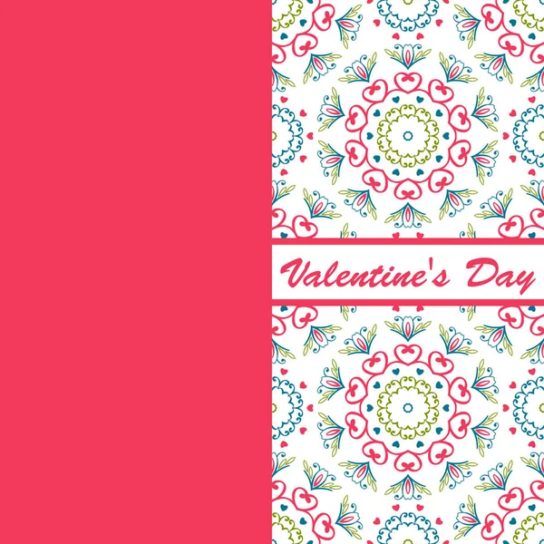 Valentijnsdag vintage kaart vith belettering en patronen achtergrond — Stockvector