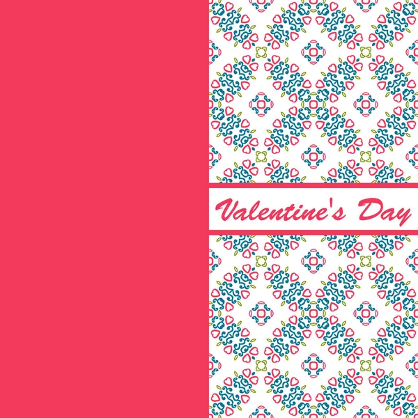 Valentines day vintage card vith lettering and patterns background — Stock Vector