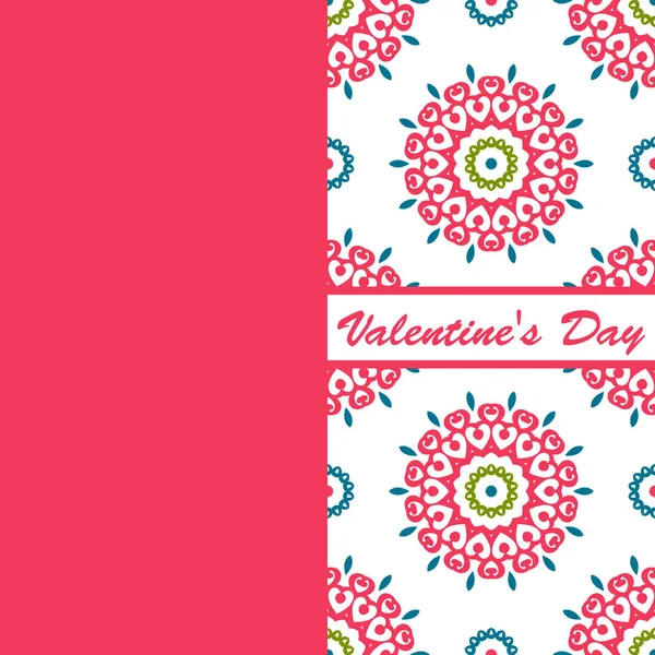 Valentines day vintage card vith lettering and patterns background — Stock Vector