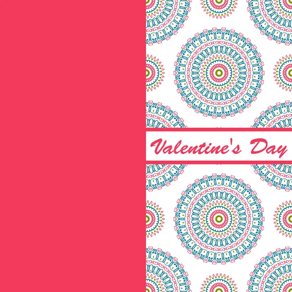 Valentines day vintage card vith lettering and patterns background — Stock Vector