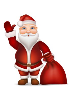 Santa hediyeler elini sallayarak bir torba ile