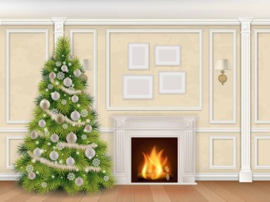 lüks Noel iç şömineli