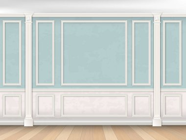 Blue wall with pilasters and white panel clipart
