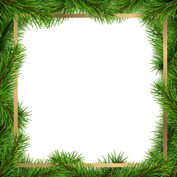 Christmas frame made from spruce tree branches — Stock Vector