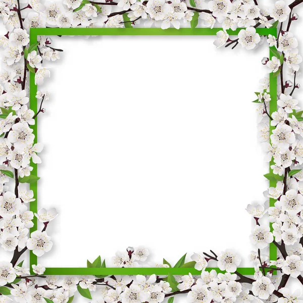 Frame overgrown blossom tree branches — Stock Vector