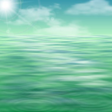 Su yüzey arka planda yeşil tonları