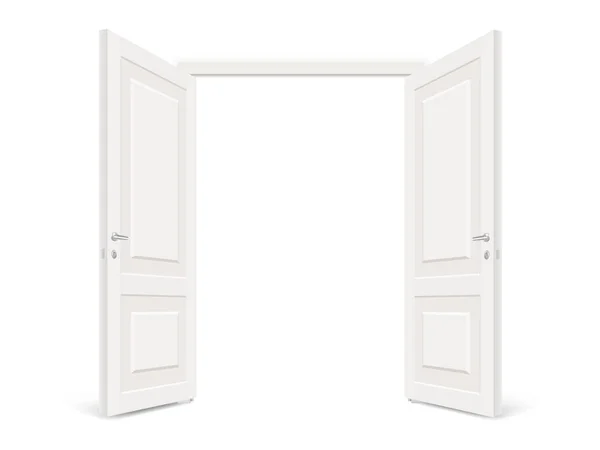 Двойная белая открытая дверь — стоковый вектор