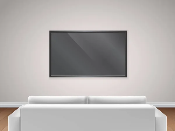 Sofá e TV vista traseira — Vetor de Stock