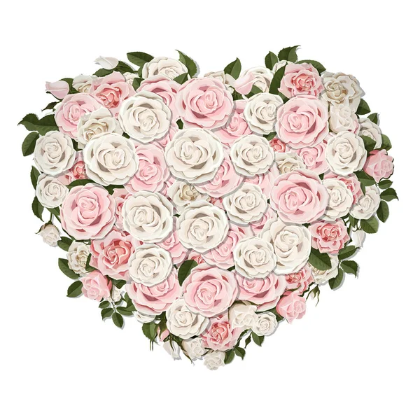 Fleurs roses en forme de coeur symbole — Image vectorielle