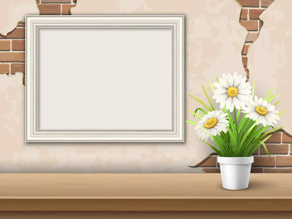 Background with table frame and flower — Stock Vector