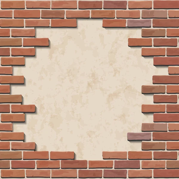 Pared de ladrillo dañado — Vector de stock