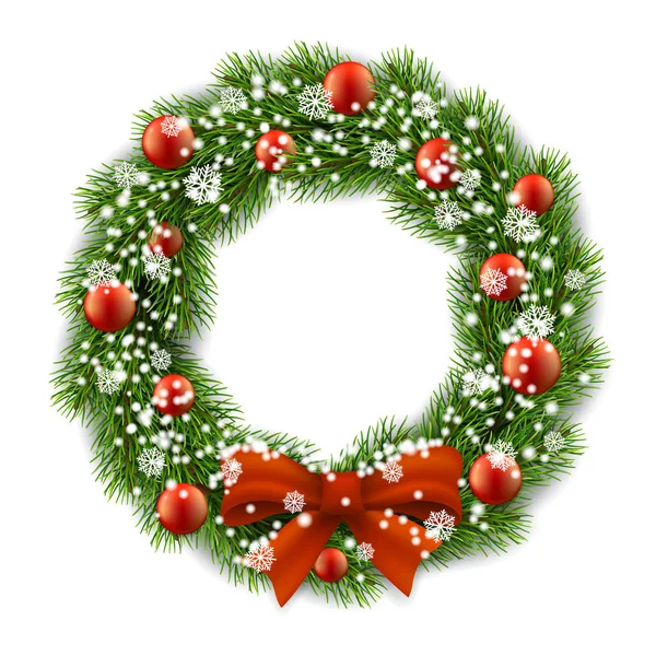 Christmas wreath decorated balls — Stock Vector