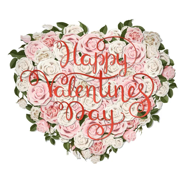 Srdce z květů a valentines nápisy — Stockový vektor