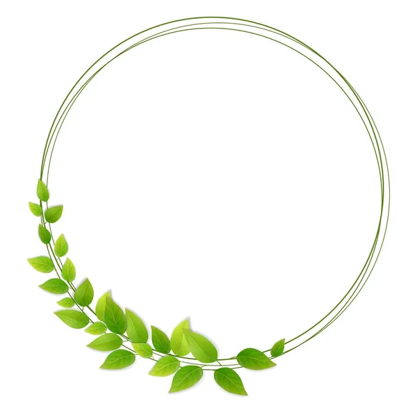 Wreath of fresh green leaves — Stock Vector