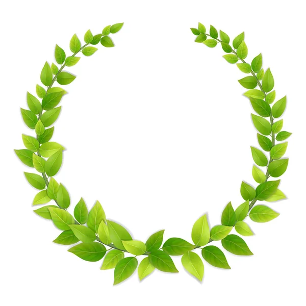 Wreath of fresh green leaves — Stock Vector