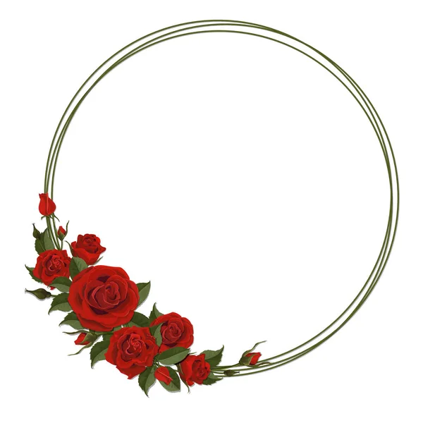 Wreath with red rose — Stock Vector