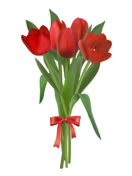 Ramo de tulipanes rojos — Vector de stock