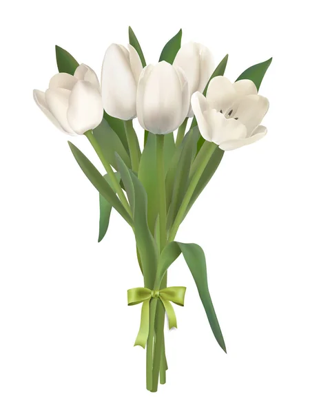 Ramo de tulipanes blancos — Vector de stock