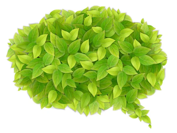 Speech cloud of green leaves — Stock Vector