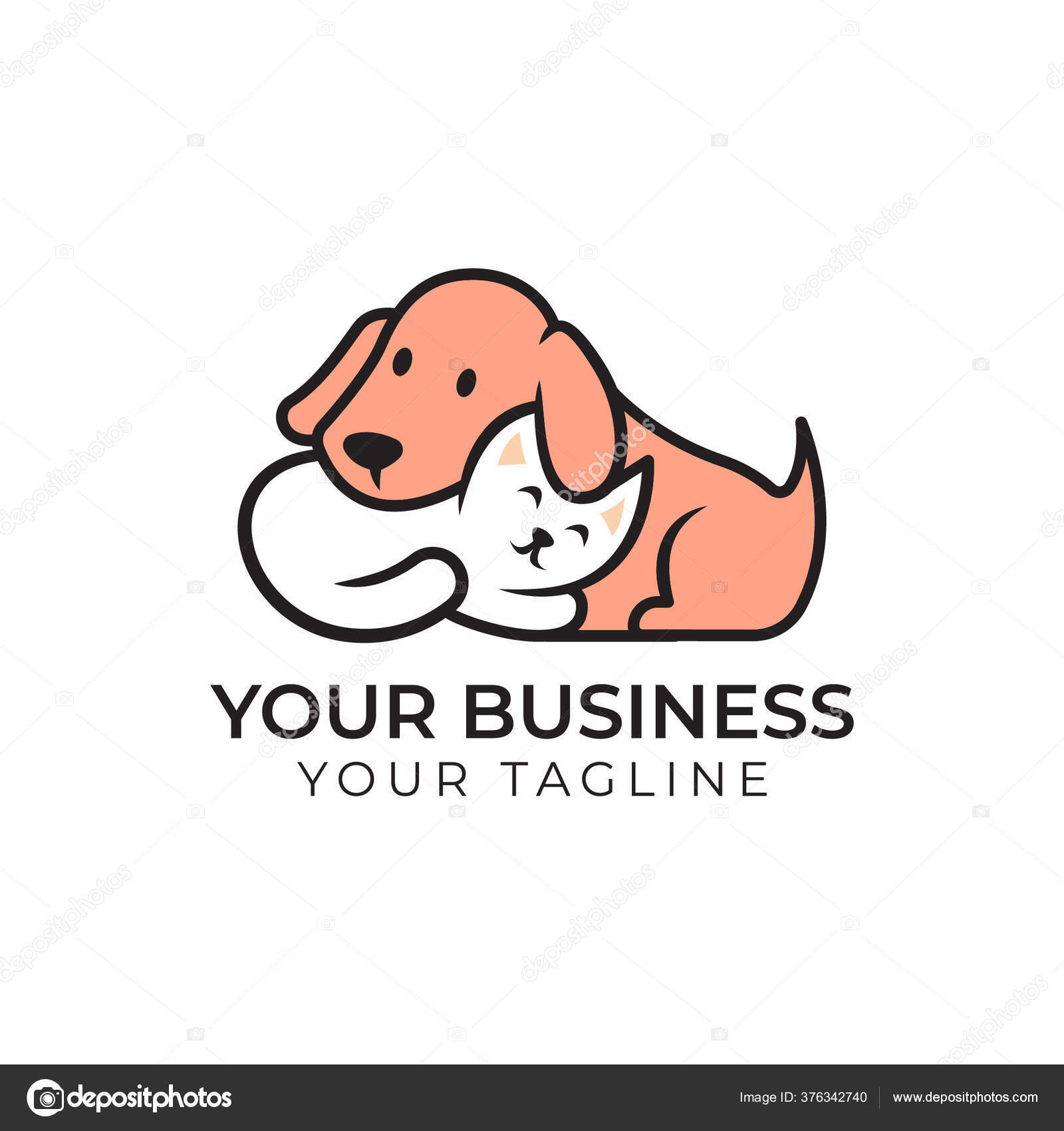 Hugging Cat Dog Logo Template Stock Vector by ©Guavanaboy 376342740