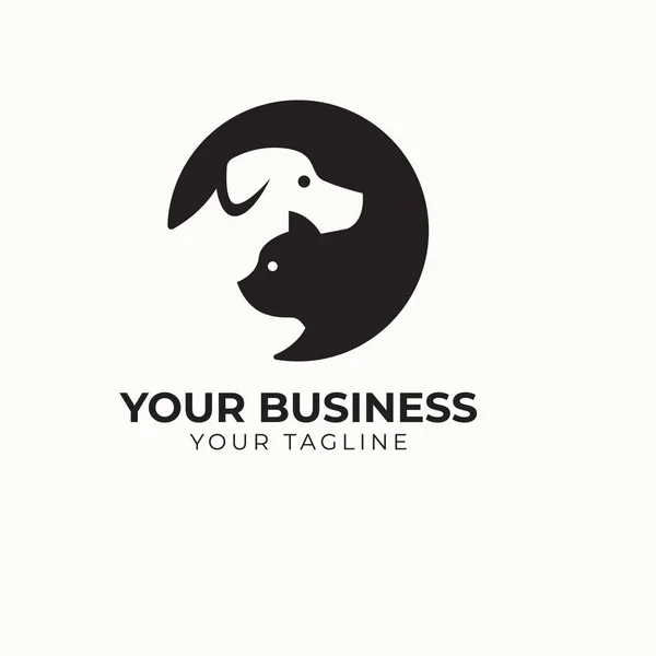 Circle Dog Cat Vector Logo Template — Stock Vector