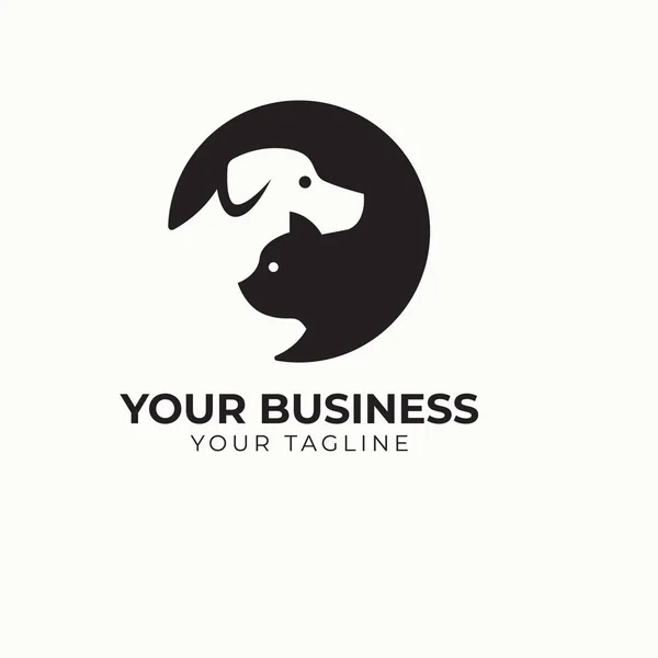 Çember köpek ve kedi vektör logo şablonu