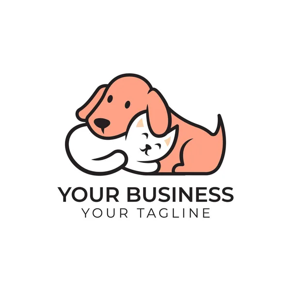 Kucaklayan kedi ve köpek logosu şablonu