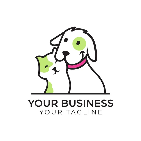 Precioso Perro Gato Logotipo Plantilla — Vector de stock