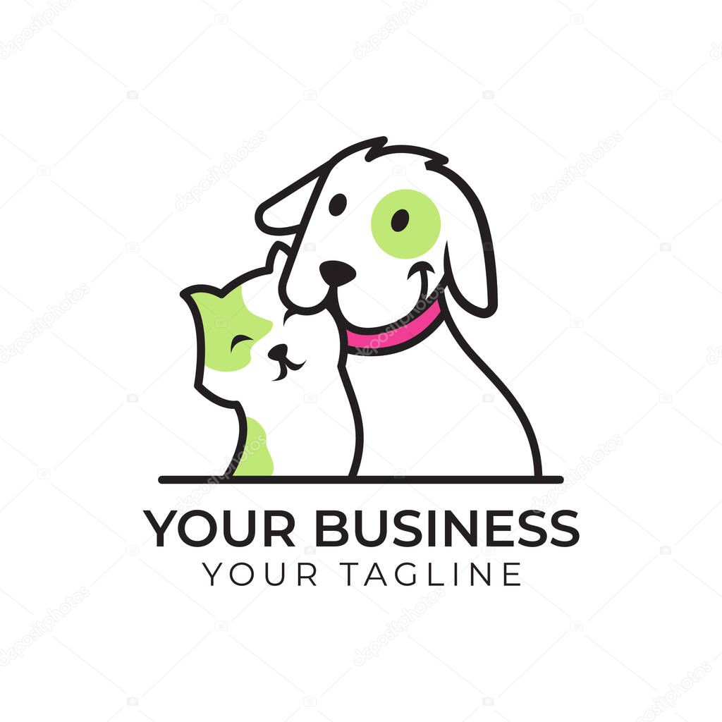 Lovely dog and cat logo template