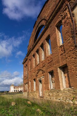 Abandoned red brick building. Old country club