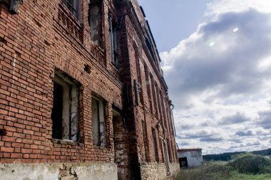 Abandoned red brick building. Old country club