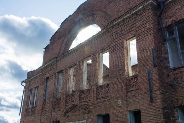 Abandoned red brick building. Old country club
