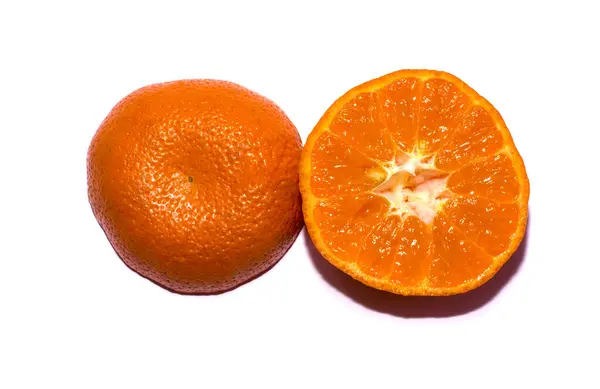 Orange Tangerine Cut Half White Background Isolate — Stock Photo, Image