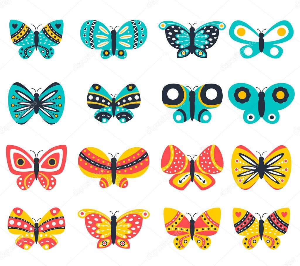 Vector butterfly icons set