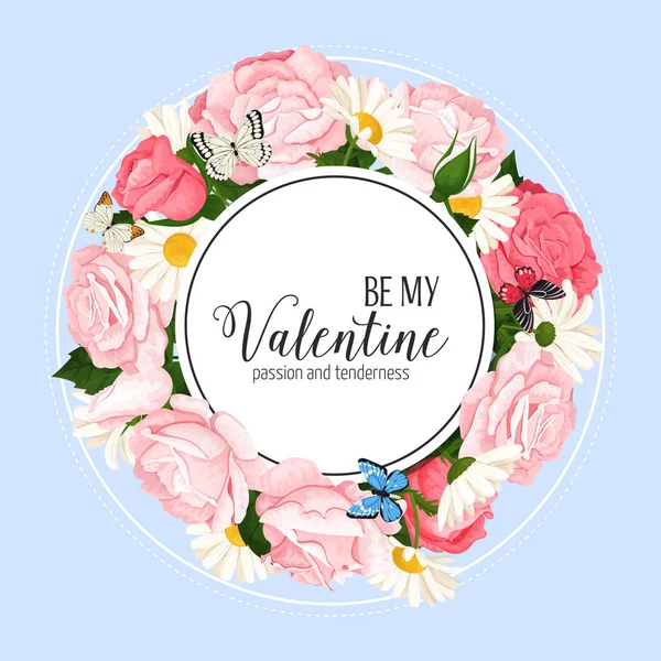 Couronne de mariage colorée avec roses, camomille et lavande. Collection florale vectorielle . — Image vectorielle