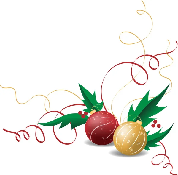 Різдвяна святкова композиція з кульками і папороті на Новий рік — стоковий вектор