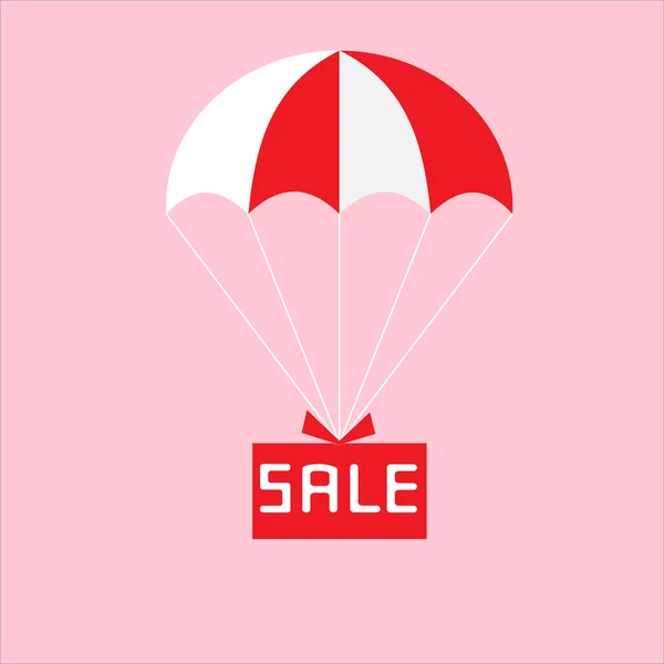 Gift box flies with a parachute, discounts, price collapse — Free Stock Photo