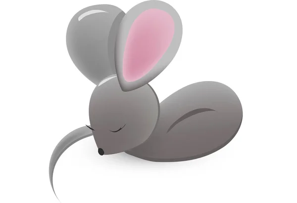 Cute cartoon mouse sleeping. Symbol of the new year of the rat — Stock Vector
