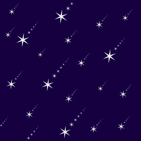 Étoiles filantes dorées sur fond bleu. Modèle de vacances pour le Nouvel An, Noël, anniversaire, jour de réduction . — Image vectorielle