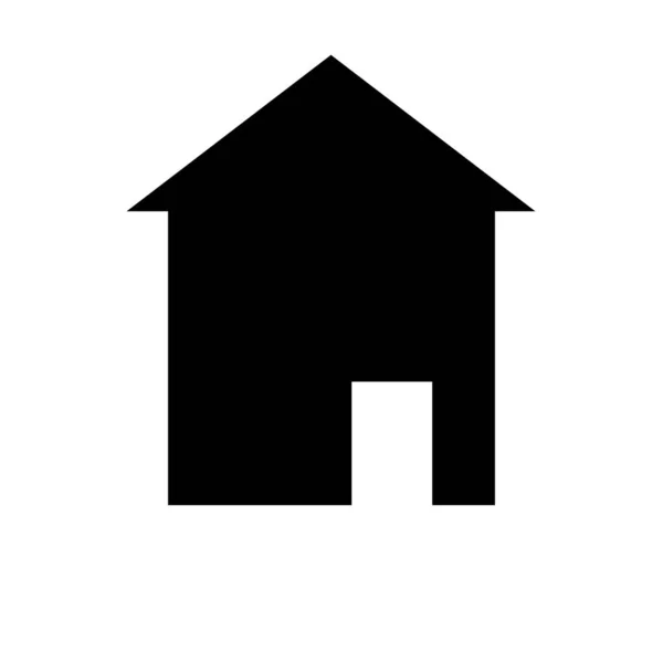 Μαύρο σπίτι σιλουέτα σε λευκό φόντο για κουμπί ή εικονίδιο — Διανυσματικό Αρχείο