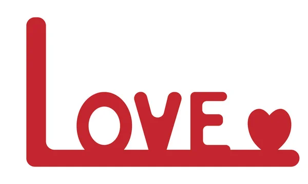 Coeur d'un ruban avec l'inscription amour sur le contour, texte manuscrit pour la Saint-Valentin pour les cartes de voeux, publicité, valentines — Image vectorielle